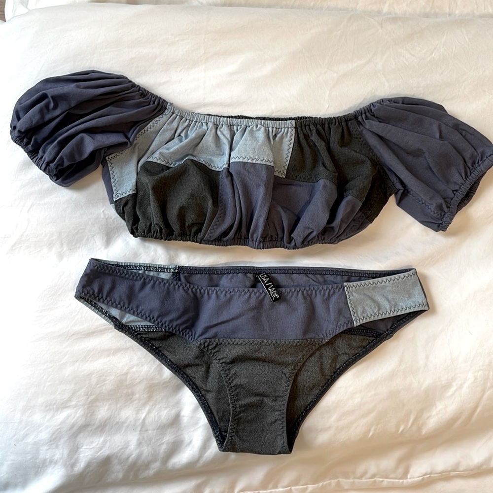Lisa Marie Fernandez Denim Patch Bikini Set size 2 NWOT